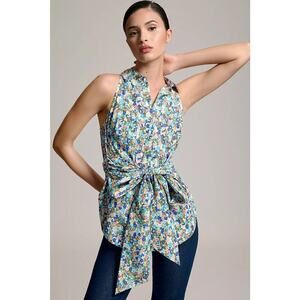 Maeve Anthropologie Floral Tie Front Sleeveless Women's Top Sz Small